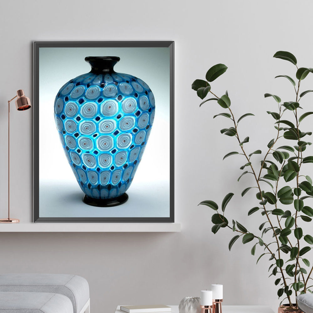 Blue Vase - Full Round Drill Diamond Painting 30*40CM