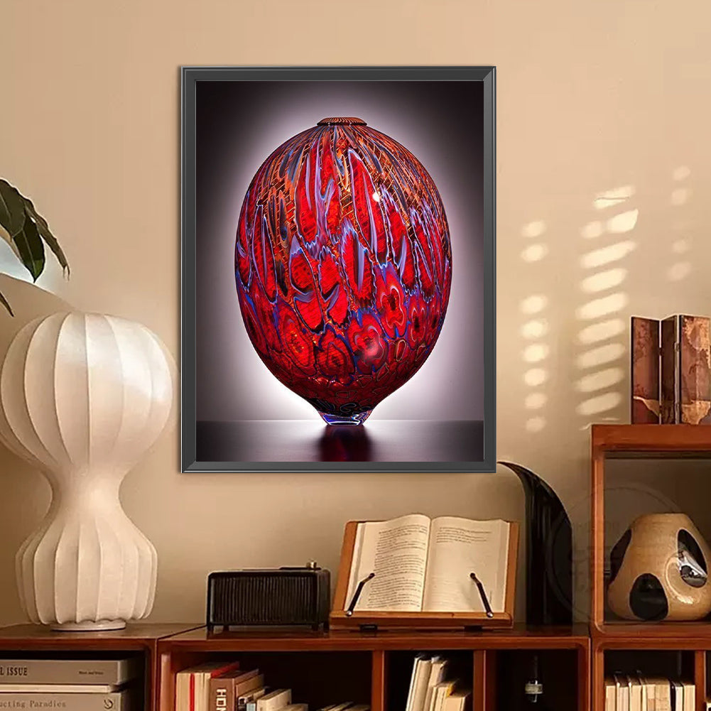 Red Vase - Full Round Drill Diamond Painting 30*40CM