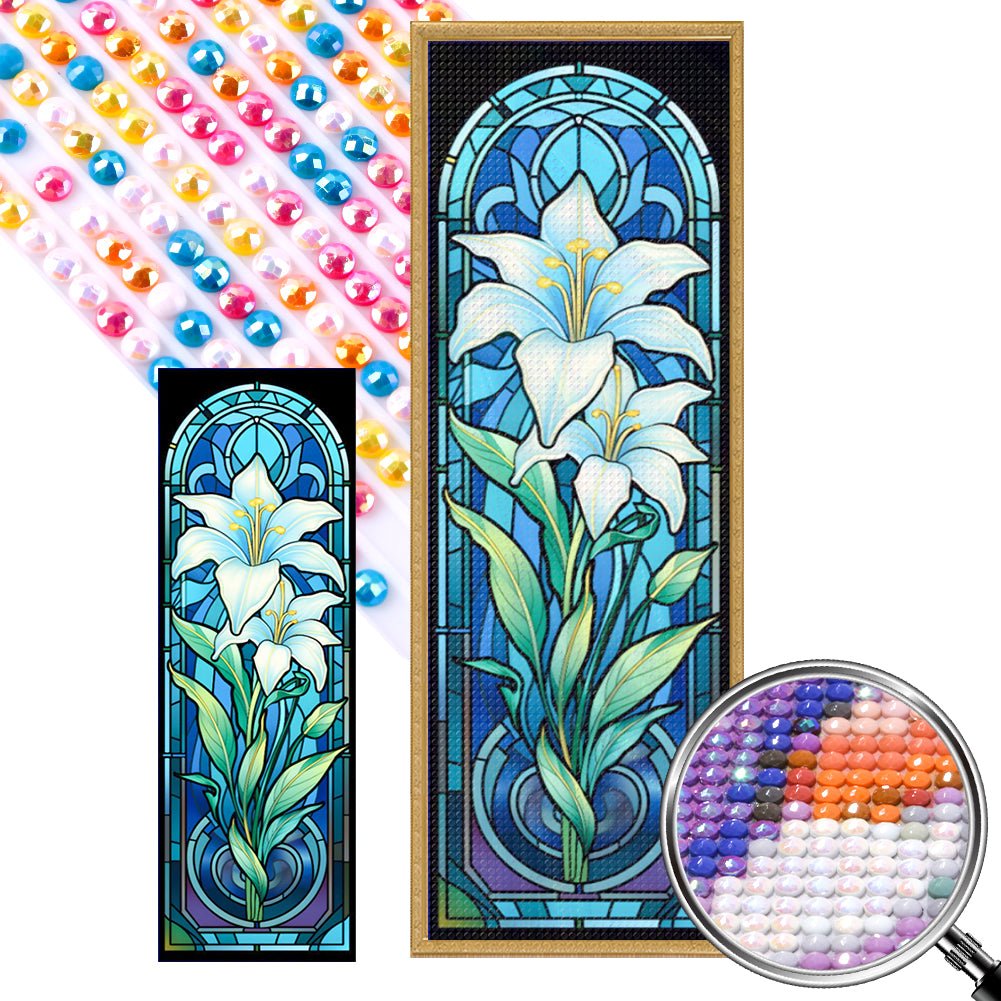 Lily Glass Painting - Full AB Round Drill Diamond Painting 30*90CM