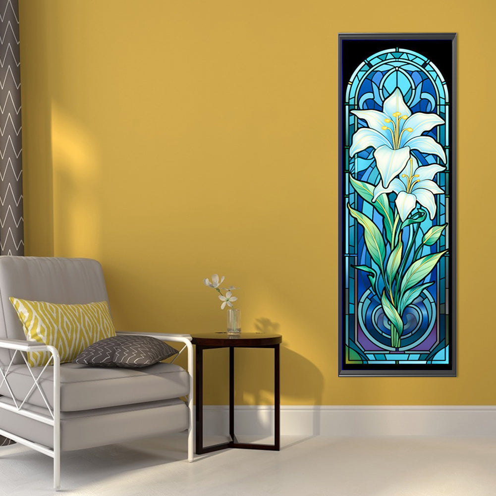 Lily Glass Painting - Full AB Round Drill Diamond Painting 30*90CM