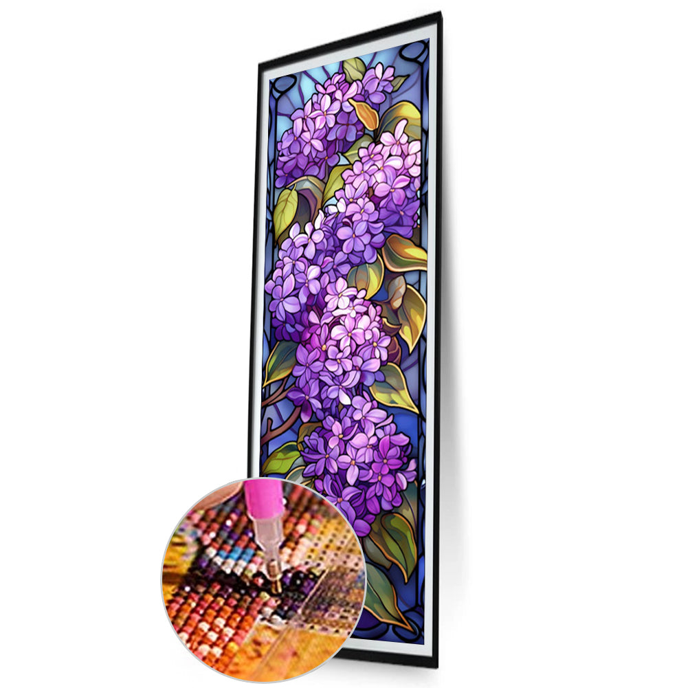 Purple Hydrangea Glass Painting - Full AB Round Drill Diamond Painting 30*90CM