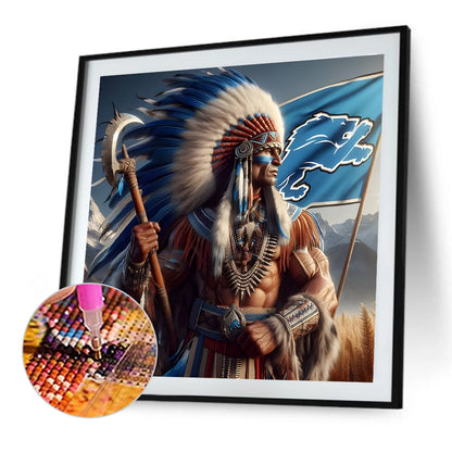 Indians Detroit Lions - Full Round Drill Diamond Painting 40*40CM
