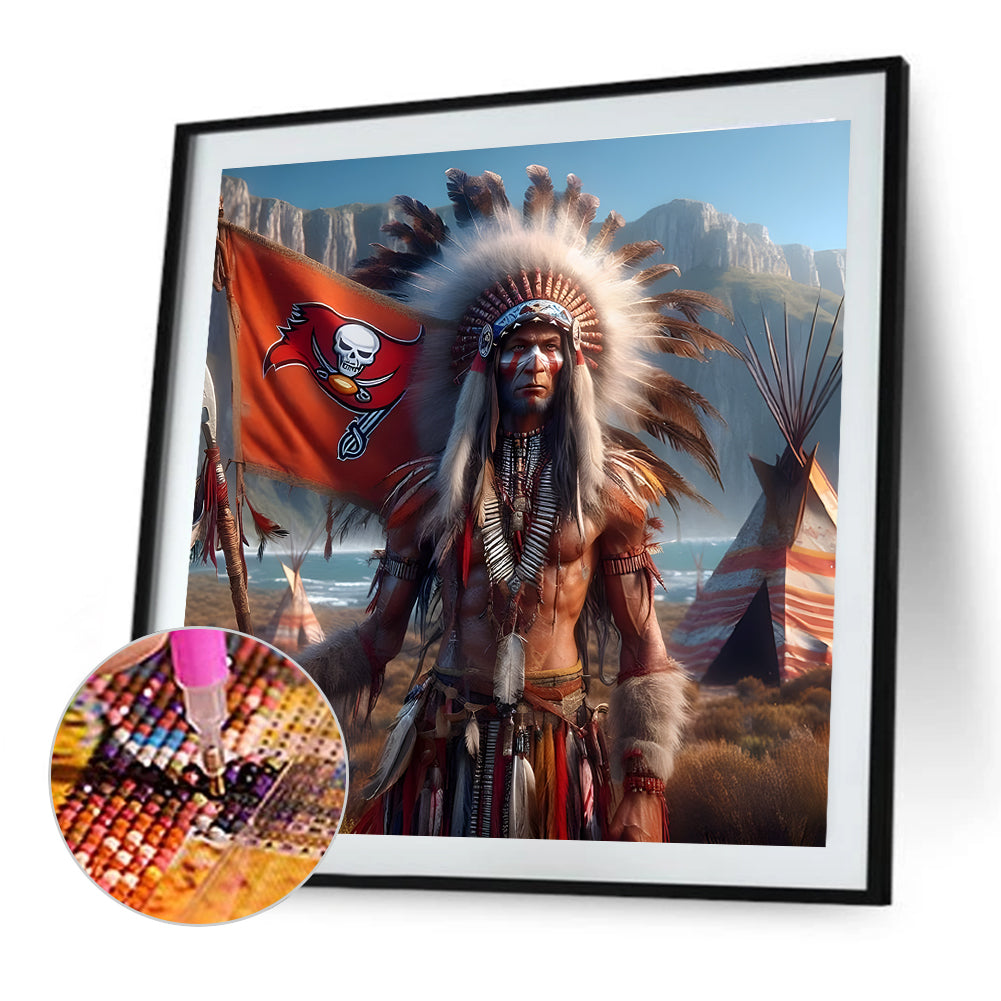 Indians Tampa Bay Buccaneers - Full Round Drill Diamond Painting 40*40CM