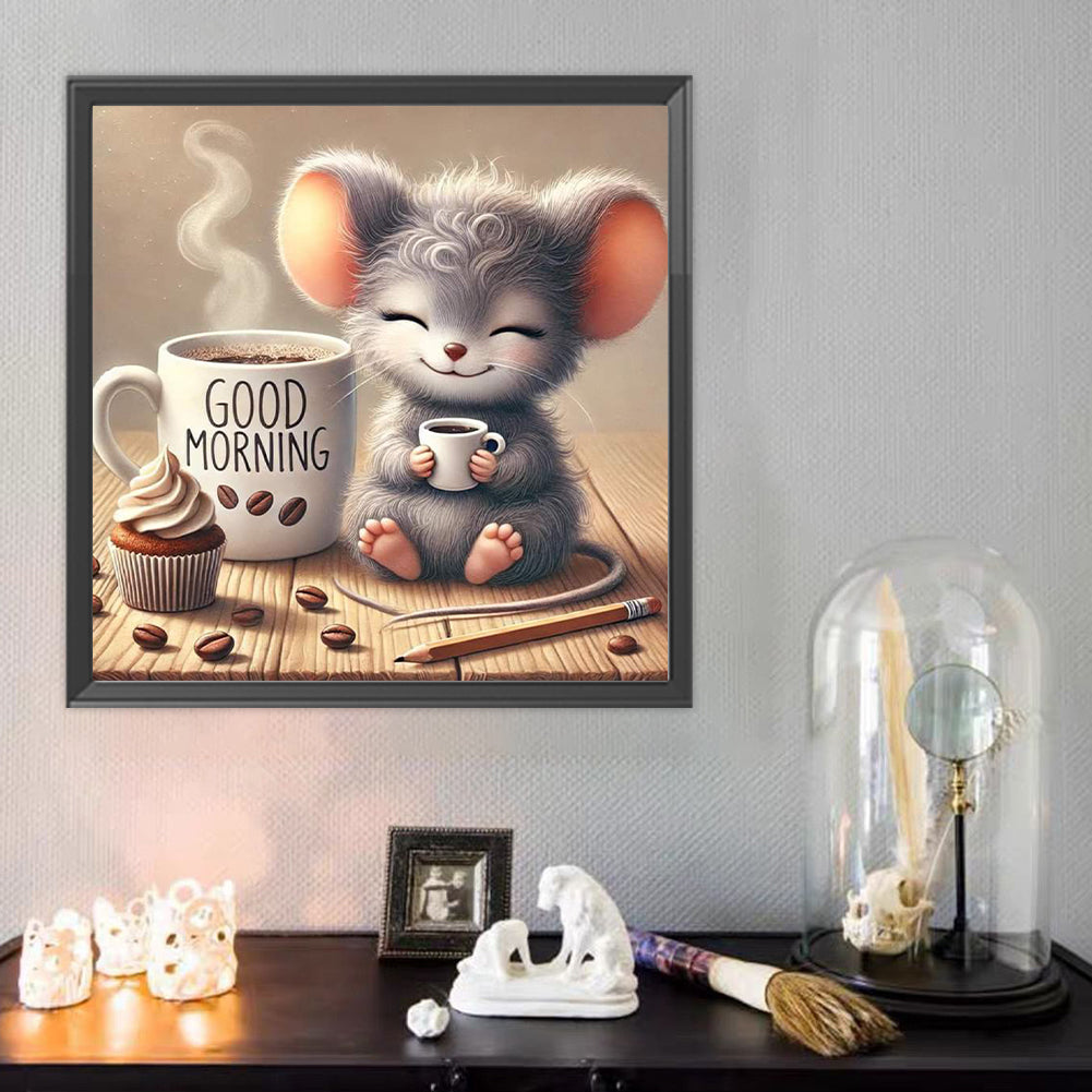 Good Morning Mouse - Full Round Drill Diamond Painting 40*40CM