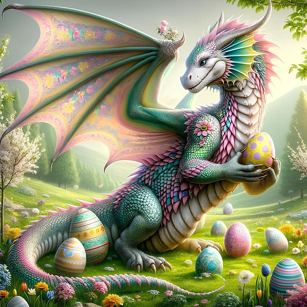 Egg Dragon - Full Round Drill Diamond Painting 40*40CM