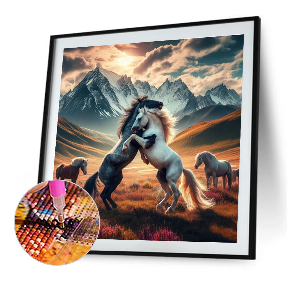 Fighting Horse - Full Round Drill Diamond Painting 40*40CM