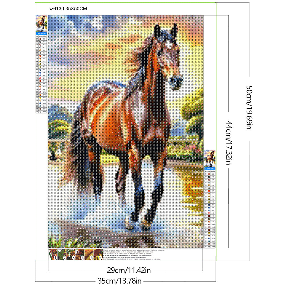 Running Horse - Full Round Drill Diamond Painting 35*50CM