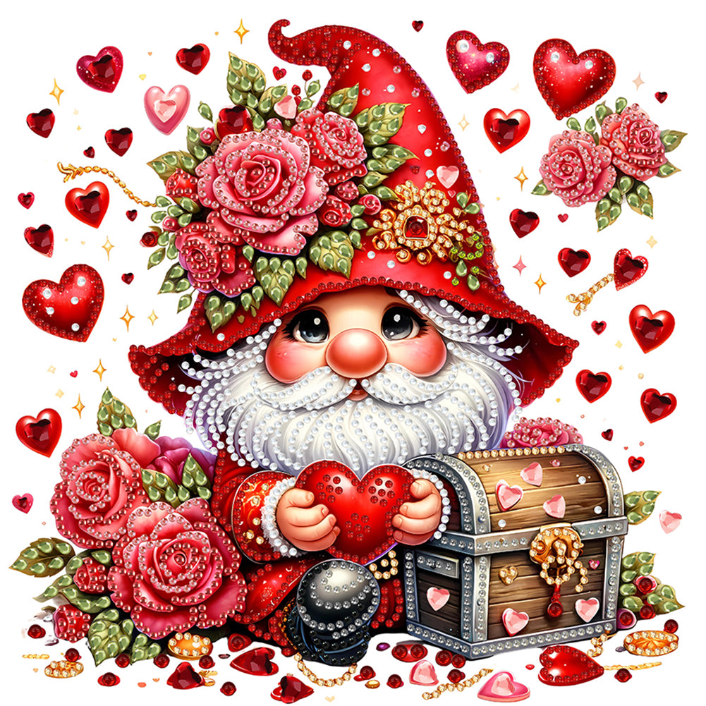Red Rose Gnome - Special Shaped Drill Diamond Painting 30*30CM