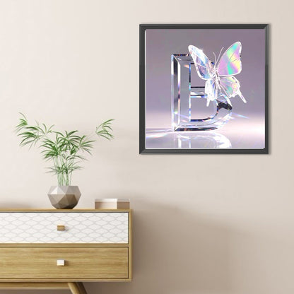 Crystal Butterfly Letter B - Full Round Drill Diamond Painting 30*30CM