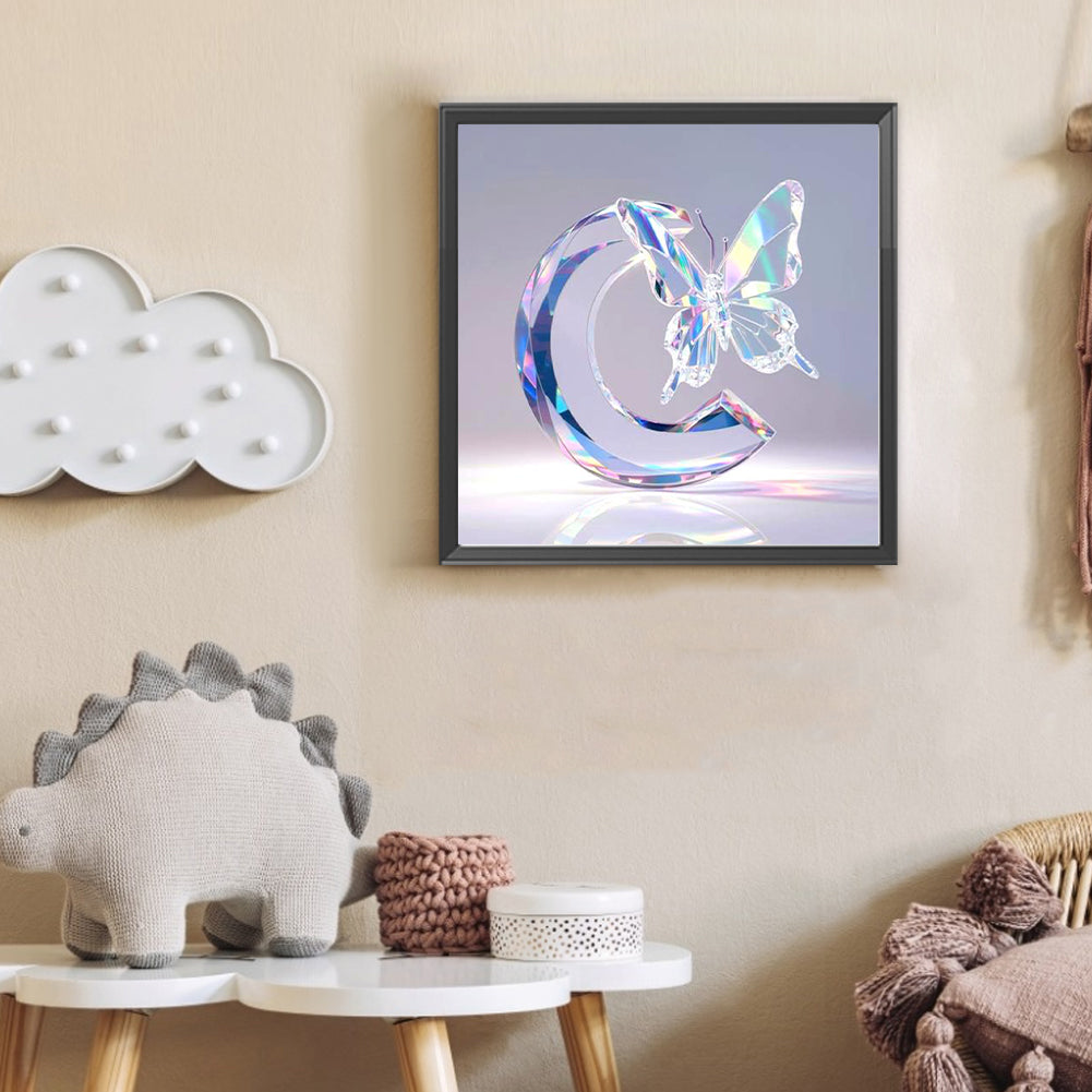 Crystal Butterfly Letter C - Full Round Drill Diamond Painting 30*30CM