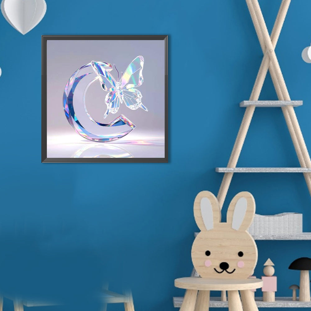 Crystal Butterfly Letter C - Full Round Drill Diamond Painting 30*30CM