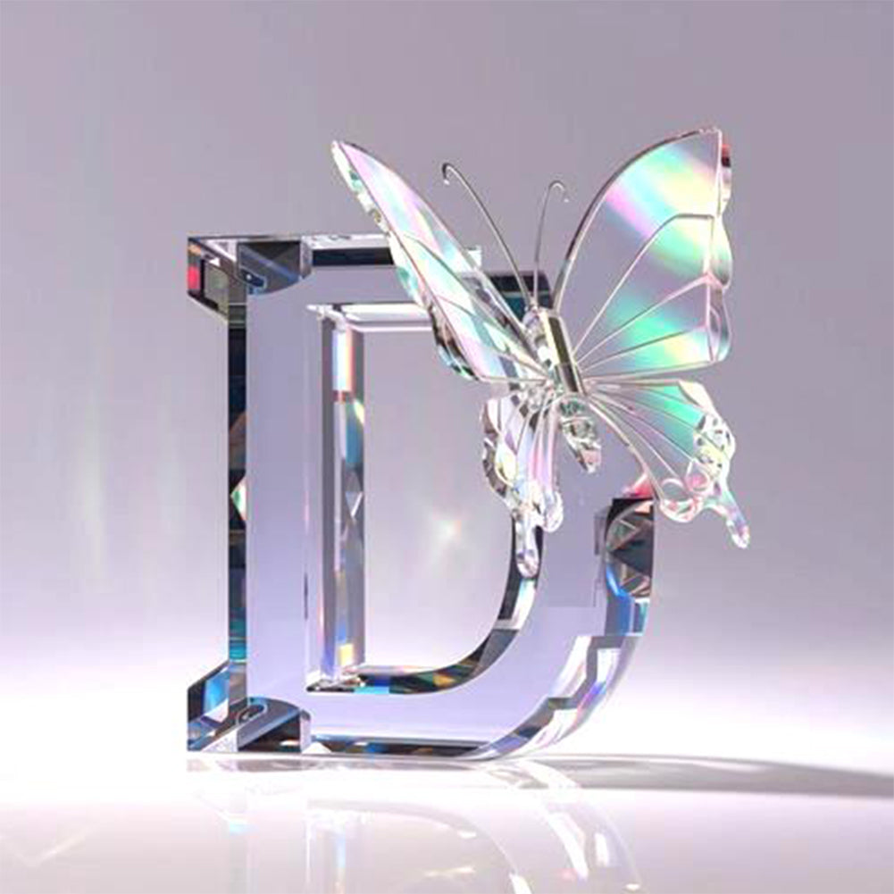 Crystal Butterfly Letter D - Full Round Drill Diamond Painting 30*30CM