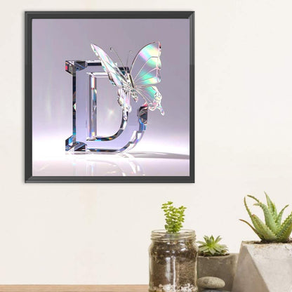 Crystal Butterfly Letter D - Full Round Drill Diamond Painting 30*30CM