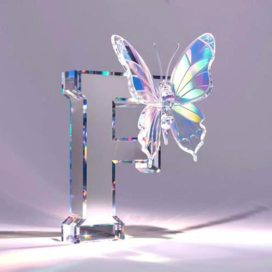 Crystal Butterfly Letter F - Full Round Drill Diamond Painting 30*30CM