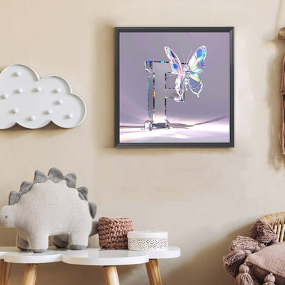 Crystal Butterfly Letter F - Full Round Drill Diamond Painting 30*30CM