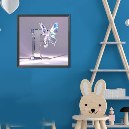 Crystal Butterfly Letter F - Full Round Drill Diamond Painting 30*30CM