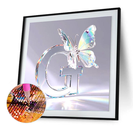 Crystal Butterfly Letter G - Full Round Drill Diamond Painting 30*30CM