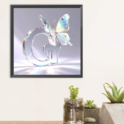 Crystal Butterfly Letter G - Full Round Drill Diamond Painting 30*30CM