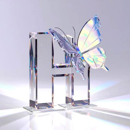 Crystal Butterfly Letter H - Full Round Drill Diamond Painting 30*30CM