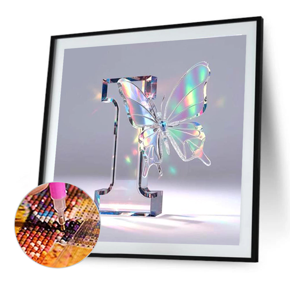 Crystal Butterfly Letter I - Full Round Drill Diamond Painting 30*30CM