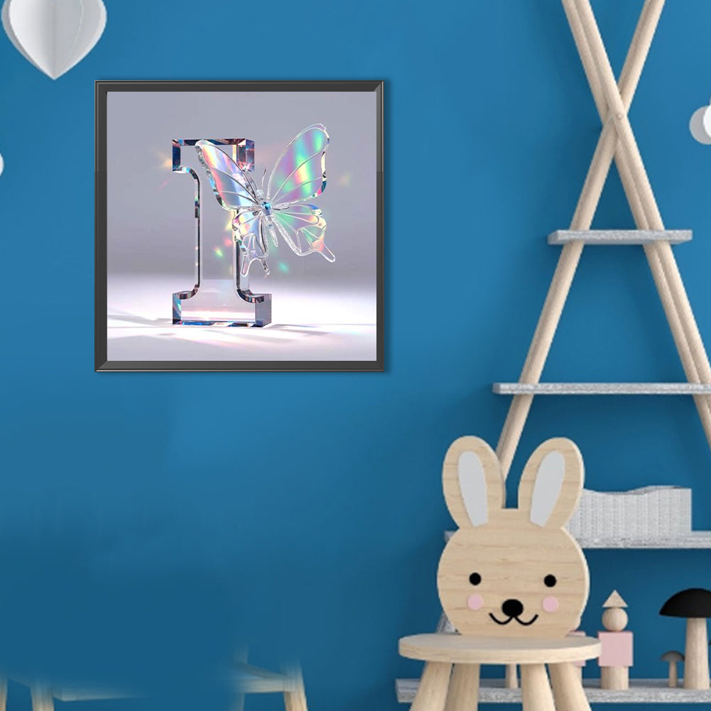 Crystal Butterfly Letter I - Full Round Drill Diamond Painting 30*30CM