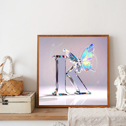 Crystal Butterfly Letter K - Full Round Drill Diamond Painting 30*30CM
