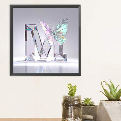 Crystal Butterfly Letter M - Full Round Drill Diamond Painting 30*30CM