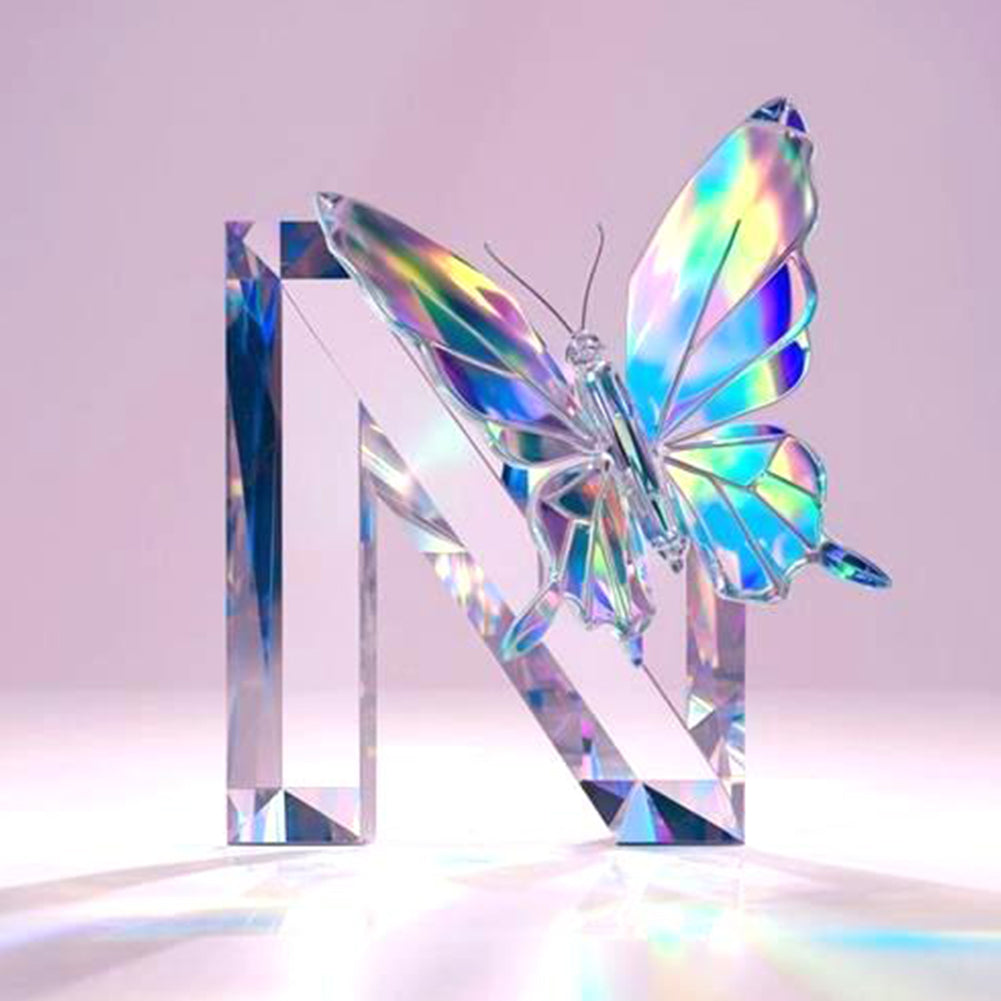 Crystal Butterfly Letter N - Full Round Drill Diamond Painting 30*30CM