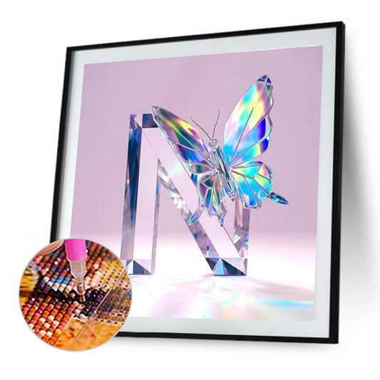 Crystal Butterfly Letter N - Full Round Drill Diamond Painting 30*30CM