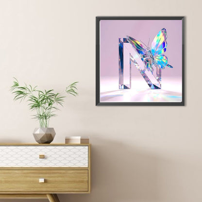 Crystal Butterfly Letter N - Full Round Drill Diamond Painting 30*30CM