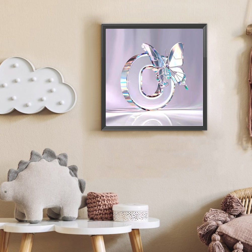 Crystal Butterfly Letter O - Full Round Drill Diamond Painting 30*30CM