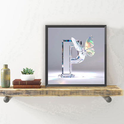 Crystal Butterfly Letter P - Full Round Drill Diamond Painting 30*30CM