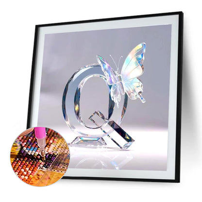 Crystal Butterfly Letter Q - Full Round Drill Diamond Painting 30*30CM
