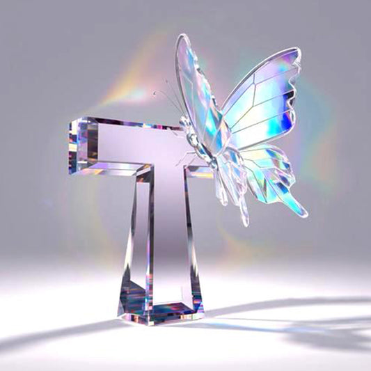 Crystal Butterfly Letter T - Full Round Drill Diamond Painting 30*30CM