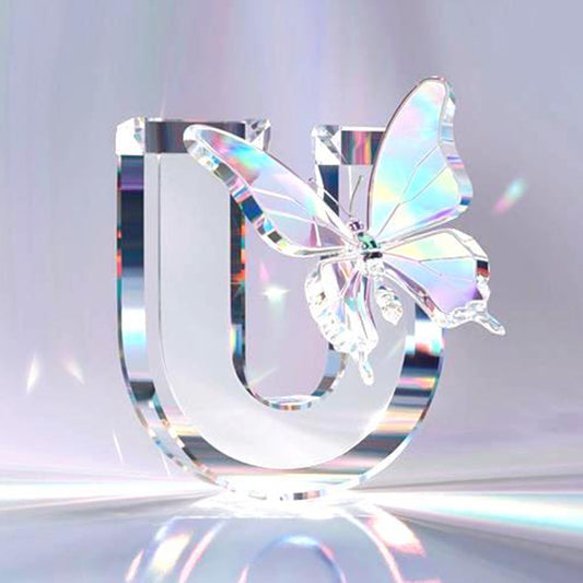 Crystal Butterfly Letter U - Full Round Drill Diamond Painting 30*30CM