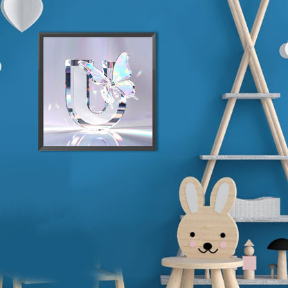 Crystal Butterfly Letter U - Full Round Drill Diamond Painting 30*30CM