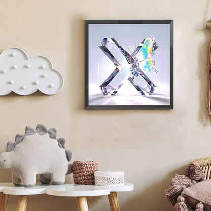 Crystal Butterfly Letter X - Full Round Drill Diamond Painting 30*30CM