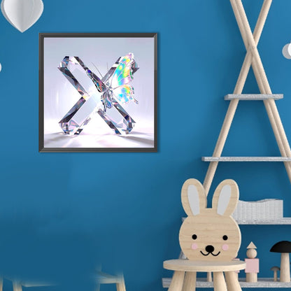 Crystal Butterfly Letter X - Full Round Drill Diamond Painting 30*30CM