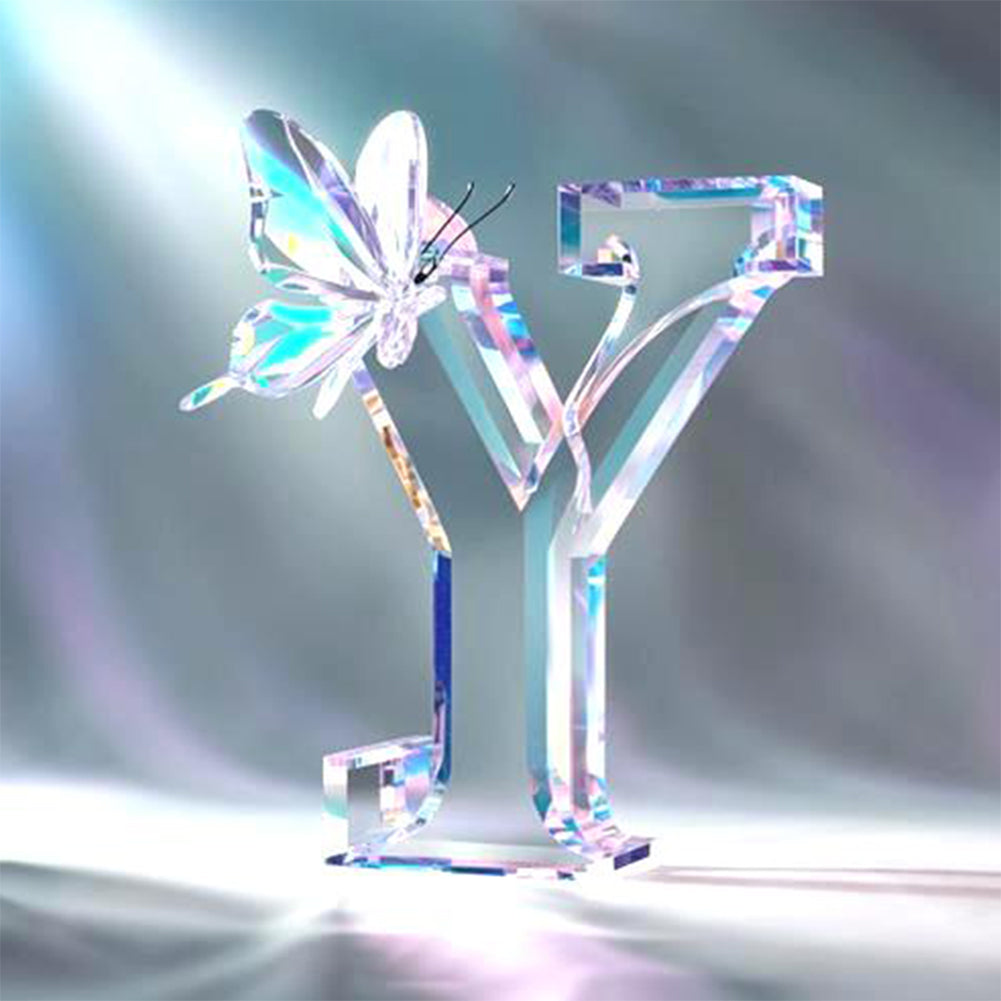 Crystal Butterfly Letter Y - Full Round Drill Diamond Painting 30*30CM
