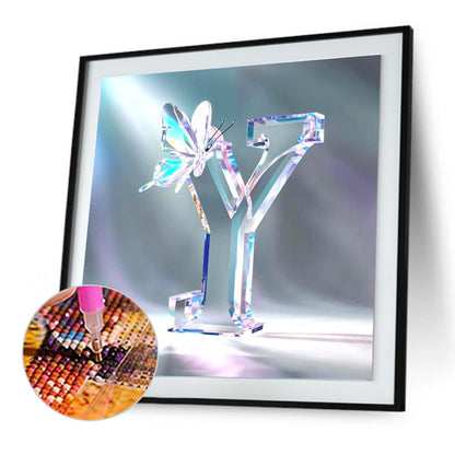 Crystal Butterfly Letter Y - Full Round Drill Diamond Painting 30*30CM