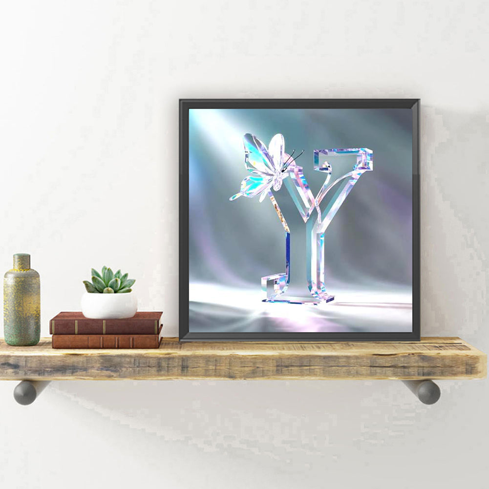 Crystal Butterfly Letter Y - Full Round Drill Diamond Painting 30*30CM