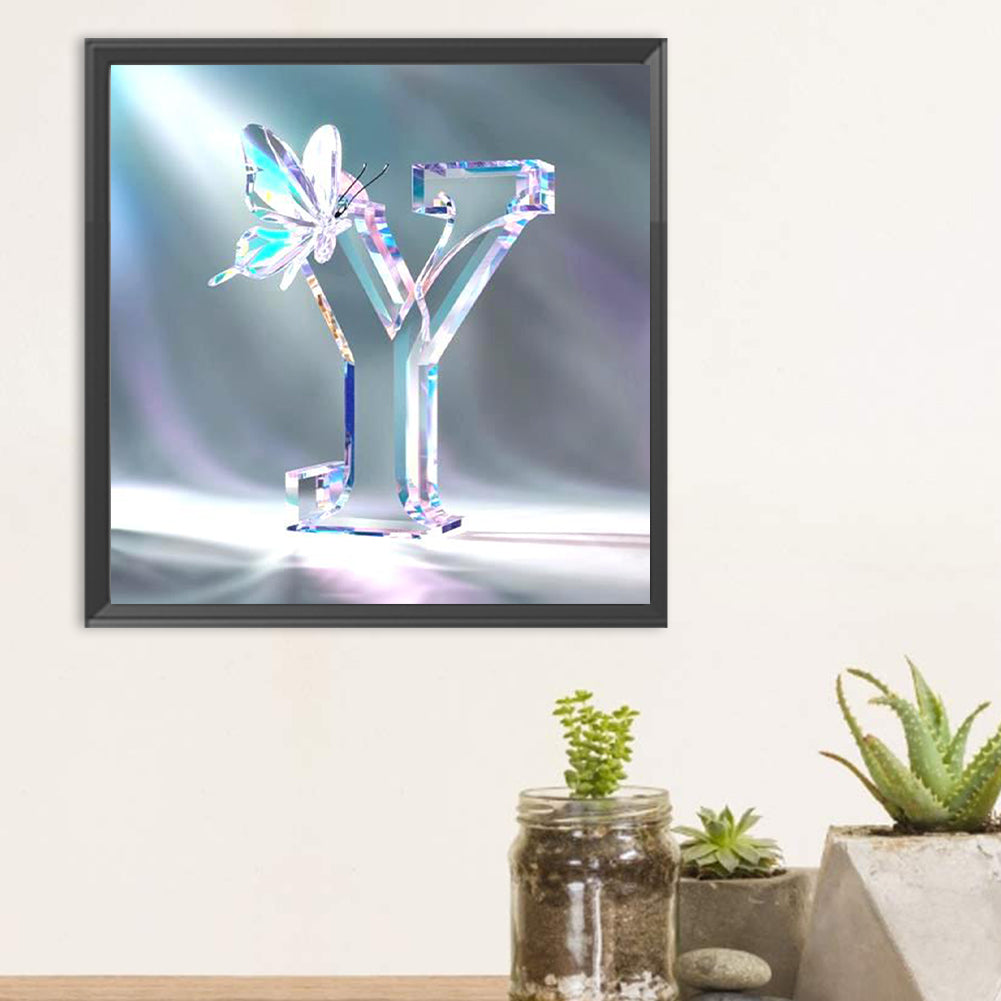 Crystal Butterfly Letter Y - Full Round Drill Diamond Painting 30*30CM