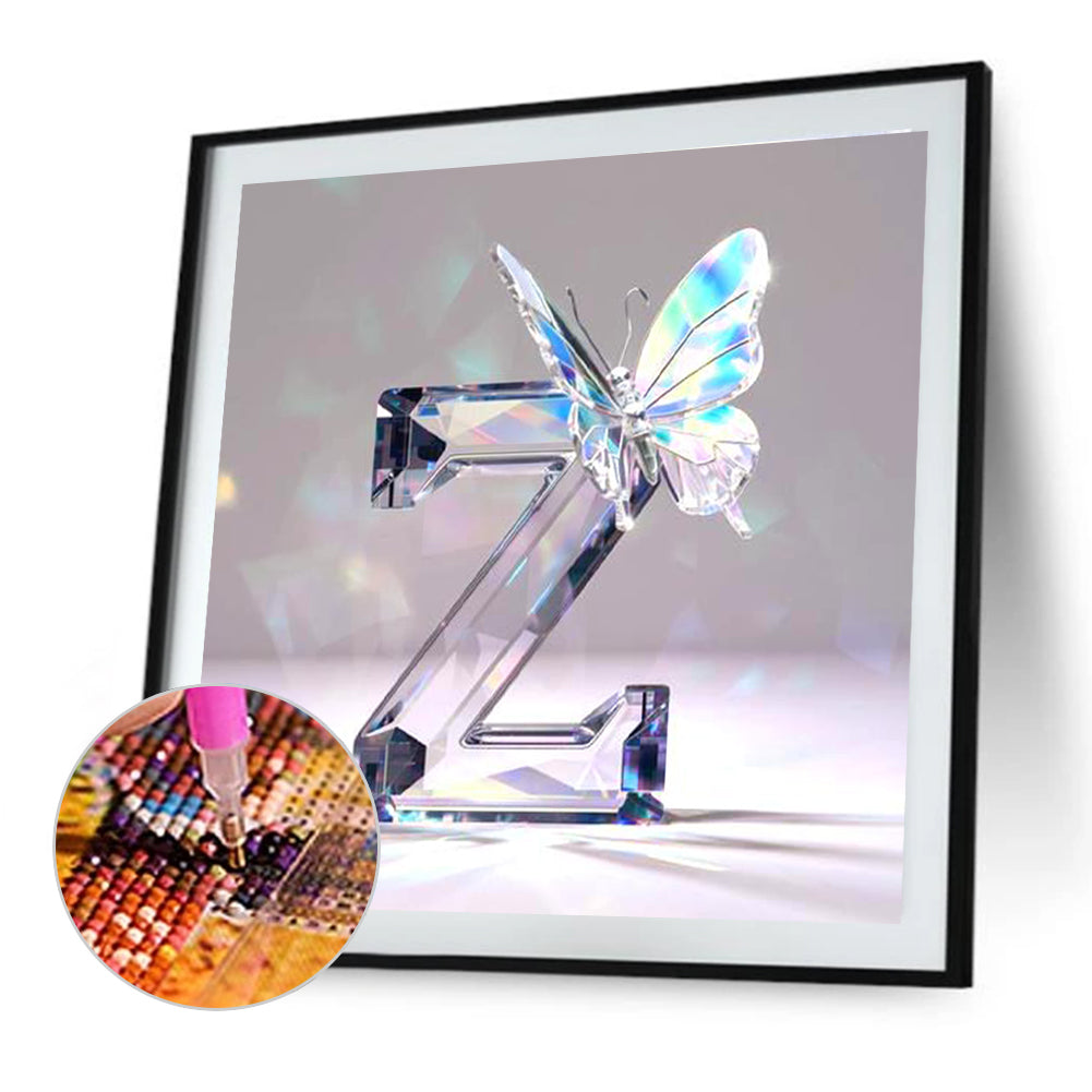 Crystal Butterfly Letter Z - Full Round Drill Diamond Painting 30*30CM