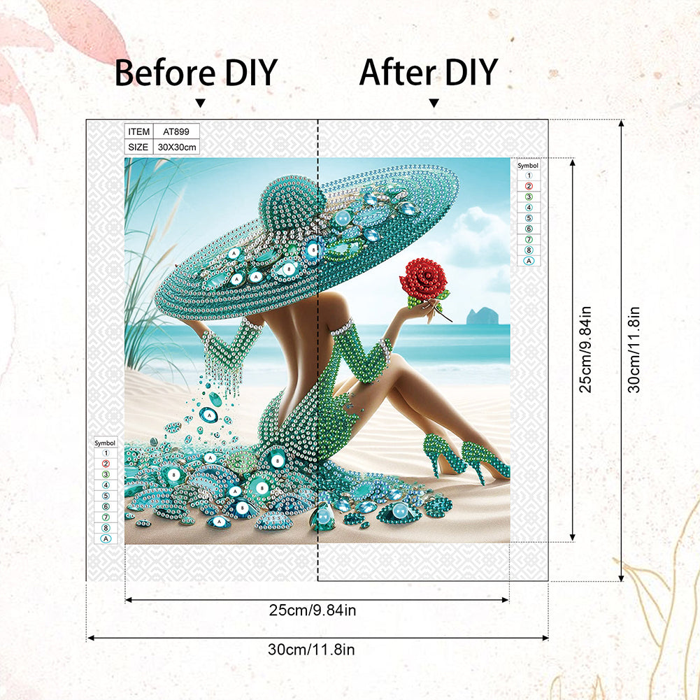 Woman With A Beautiful Skirt - Special Shaped Drill Diamond Painting 30*30CM