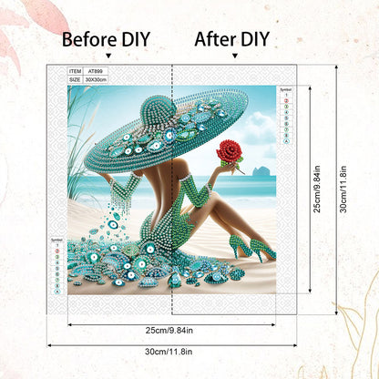 Woman With A Beautiful Skirt - Special Shaped Drill Diamond Painting 30*30CM
