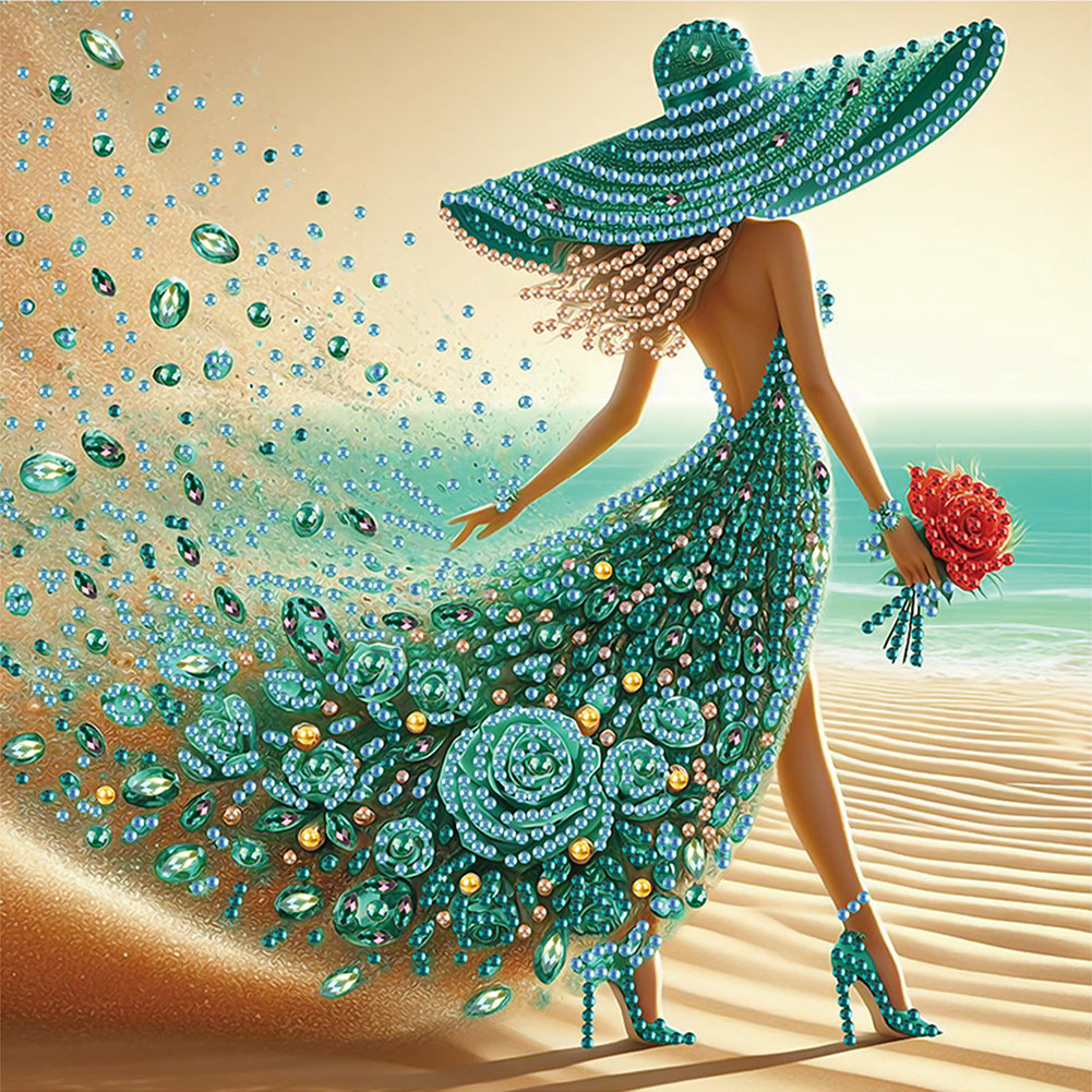 Woman With A Beautiful Skirt - Special Shaped Drill Diamond Painting 30*30CM