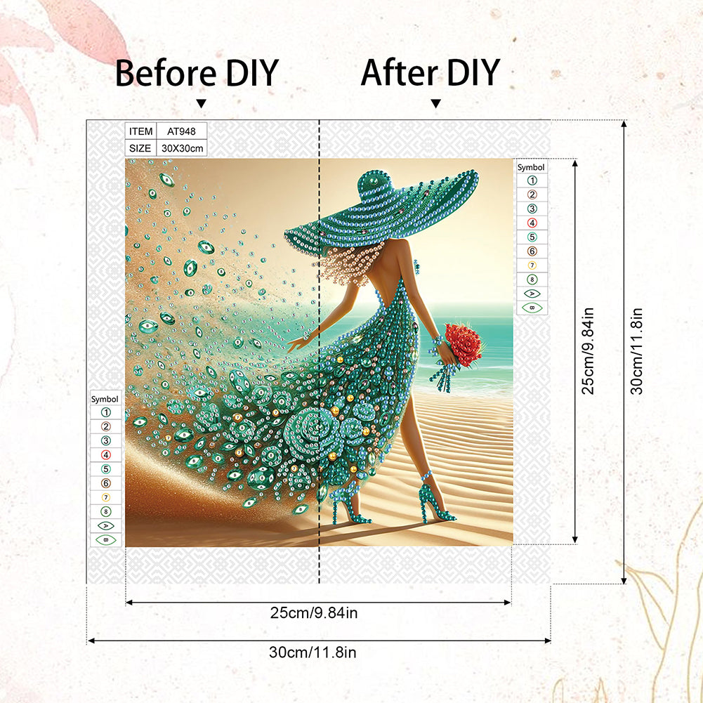 Woman With A Beautiful Skirt - Special Shaped Drill Diamond Painting 30*30CM