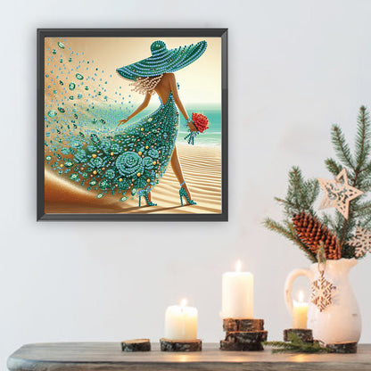 Woman With A Beautiful Skirt - Special Shaped Drill Diamond Painting 30*30CM