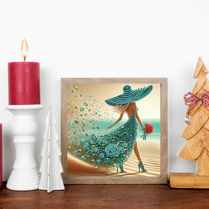 Woman With A Beautiful Skirt - Special Shaped Drill Diamond Painting 30*30CM