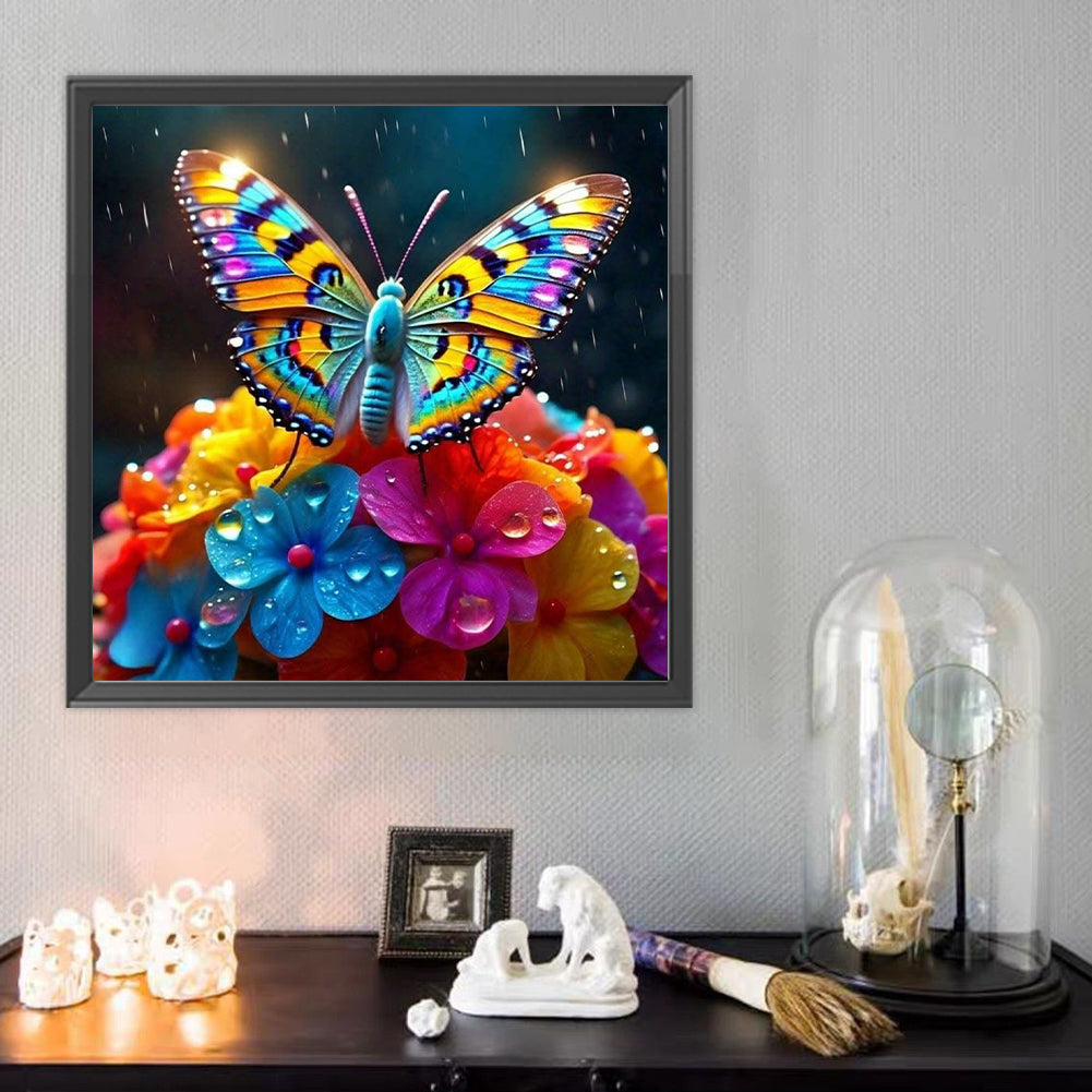 Hydrangea Butterfly - Full Round Drill Diamond Painting 40*40CM